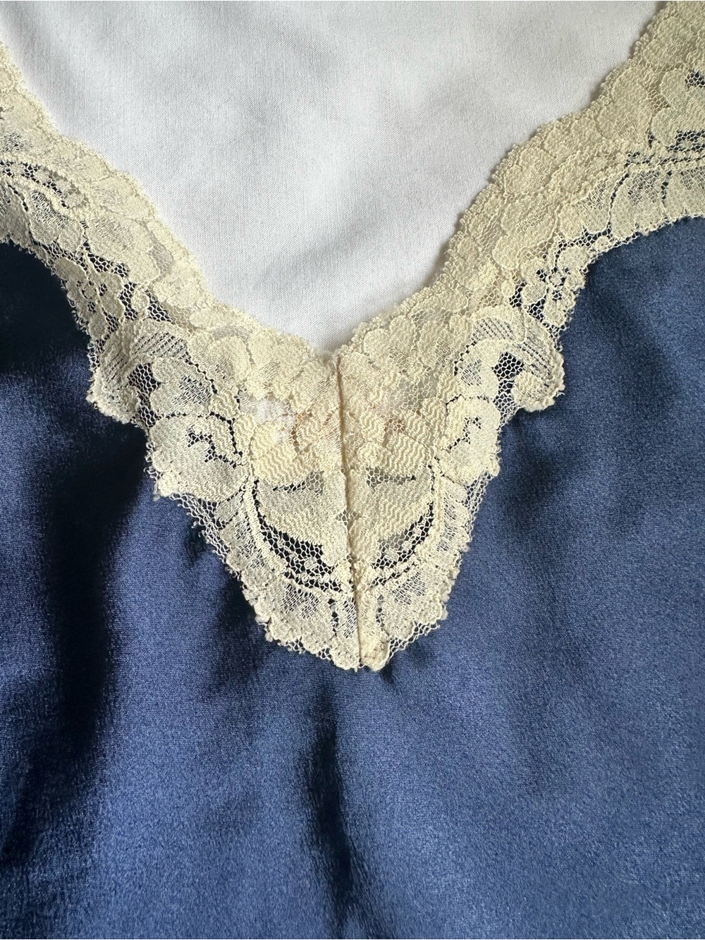 Barbizon Navy Satin Lace Trim Cami Top - Picture 4 of 9